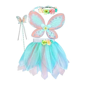 Ombre Tulle Skirt Sparkle Wing Butterfly Fairy Costume Children’s Custom Size Customized Color Princess Fairy Photo Shoots Theme