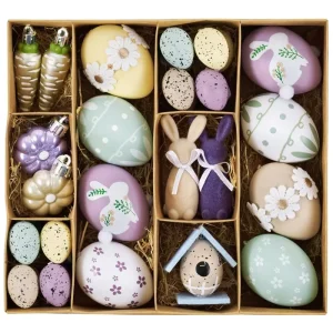 One-stop Easter Holiday Supplies Gift Set Seasonal Spring Colorful Easter Eggs Flocked Bunny Eco-friendly