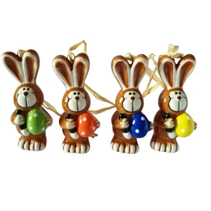 Only Spring Holiday Hand painted Ceramic Easter Bunny Hanging Ornaments for Home Decor