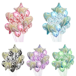 Onyx Agate 18 Inch Colorful Helium Latex and Foil Balloons Set for Birthday Christmas New Year Wedding Party Decorations