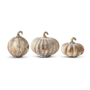 Orange Halloween Lantern Pumpkins Battery Operated Light Up Sliver Halloween Pumpkin Decorations for Indoor Outdoor