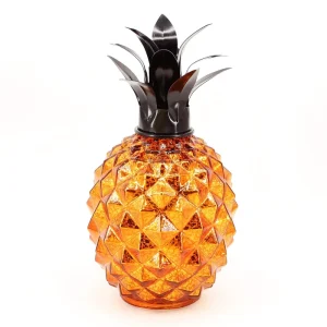 Orange Mercury Glass Pineapple Lamp 9 Inch Battery Operated Night Light Timer Reusable Graduation Living Room Bedroom Diwali