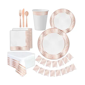 Organic Paper Tableware Cake Cups Plates for Graduation Ceremony with Compostable Forks