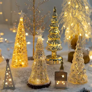 Ornaments Romantic Holiday Atmosphere Party Shiny Lighting Glass Christmas Tree Decoration Luxury Christmas Decor