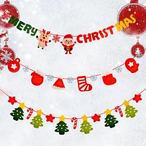 Ornaments for Festive Holiday Decorations Felt Banner Flags for Christmas Wedding Winter Parties Hanging Garlands Supply