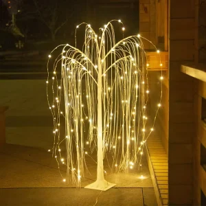 Outdoor 110CM Height Christmas Branch Lamp Holiday Decoration Indoor 216 LED Willow Tree Light