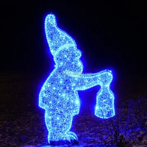 Outdoor 3D Christmas Light Illuminated Dwarf Lighting Sculpture Figure for Commercial Winter Festival Display