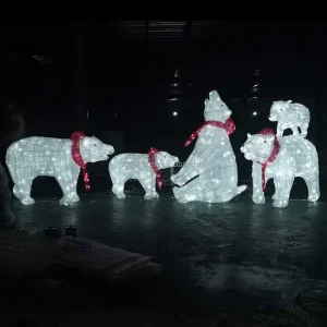 Outdoor 3D Large Polar Bear Motif Light Zoo Animals Displays for Commercial Grade Winter Festival Decoration