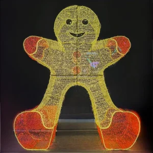 Outdoor 3D Light up Pre Lit Illuminated Gingerbread Light Sculpture for Commercial Christmas Festival Lawn Yard Decoration