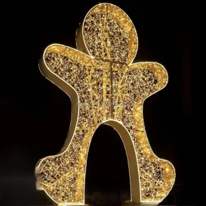 Outdoor 3D Walk Through Gingerbread Illuminated Christmas Lighting Installation Displays for Commercial Theme Park Light Show