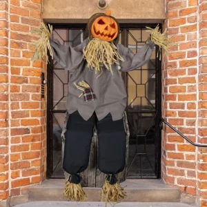 Outdoor Animatronic Pumpkin Man Sitting Decoration Terrifying Prop Electric Horror House Decor Animated Props Supplies Thrilling