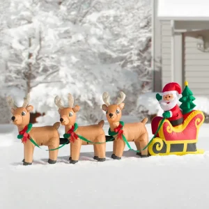 Outdoor Christmas Decoration Supplies Inflatable Santa Claus on Sleigh Sled Yard Gift Decorations Ornaments with Led Light