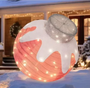 Outdoor Christmas LED Holiday Ball Ornaments IP67 Waterproof 8 Light Modes Collapsible Design Soft Warm White Light