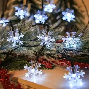 Outdoor Christmas LED Solar Snowflake Solar String Lights Twinkle Star Light for Garden Patio Camping Christmas Decoration