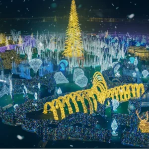 Outdoor Commercial Grade Illuminated Giant Tree Motif LED Iron Christmas Bauble Lights for Diwali & Ramadan