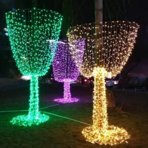 Outdoor Connectable Warm White Fairy Light Curtain Christmas Illumination Tree Display for Commercial Festival Lawn Decoration