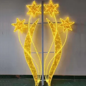 Outdoor Custom 2D LED Waterproof Iron Frame Christmas Pole Motif Light Street Park Festival Landscape Holiday Decoration