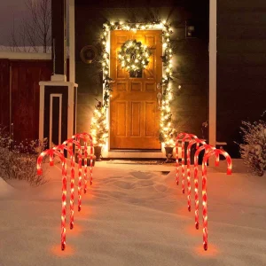 Outdoor Decoration Christmas Led Motif Light up Holiday Acrylic Green Candy Cane Stick Wands Lights