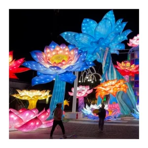Outdoor Decoration Waterproof Silk Lanterns Chinese Traditional Festival Lantern Show 3D Lights