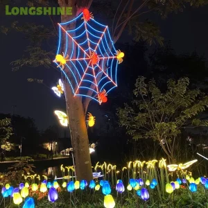 Outdoor Garden Halloween Spider Web Led Holiday Lights for Wall Mounted Party Tree Courtyard Decor Festival Lighting
