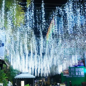 Outdoor Garden Lights Landscape Yard IP44 Christmas Patio Holiday Warm White Connectable Decorative LED Icicle Lights