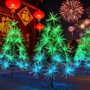 Outdoor Giant Festival Decoration Artificial Metal Frame LED Pattern Light Multi-color Christmas & Thanksgiving Tree