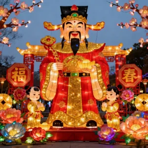 Outdoor Giant Lanterns for Chinese New Year and Lantern Festival God of Wealth Lanterns for Festive Decorations