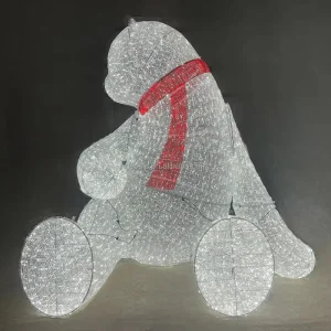Outdoor Giant Wire Frame LED Christmas Light 3D Polar Bear Sculpture for Commercial Grade Festival Zoo Decoration