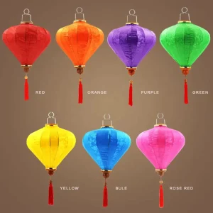 Outdoor Halloween Decorative Stainless Steel Garden Metal Led Japanese Chinese Vietnamese Hoi an Festival Cloth Silk Lanterns