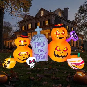 Outdoor Halloween Inflatable Ghost Pumpkin Yard Decorations Lighting Inflatable Holiday Decorative Inflatables