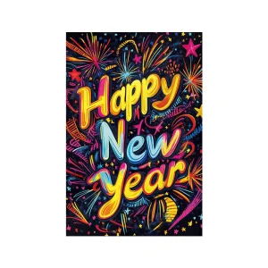 Outdoor Hanging Pennant Garden Flag Celebrate New Year’s Happy Decor 30x45cm Fireworks Yard Lawn DIY Hanging Banners