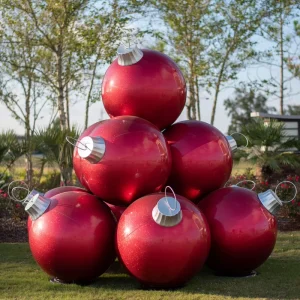 Outdoor Holiday Decorating 150cm Large Fiberglass Christmas Big Balls Ornaments Baubles For Shopping Mall Displays