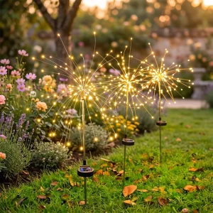 Outdoor IP44 Solar LED Full Star Fireworks Copper Wire Lights Solar Lawn Plug-in Lights Festive Atmosphere Decoration