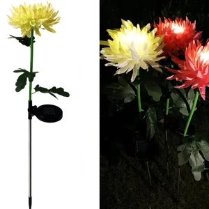 Outdoor IP65 Waterproof Garden Lawn Path LED Solar Chrysanthemum Christmas String Stake Flower Lights