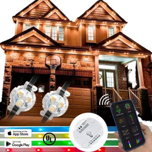 Outdoor IP68 Smart Christmas Waterproof Holiday RGB LED Pixel Light Puck Permanent Lights 4M App Control Rechargeable