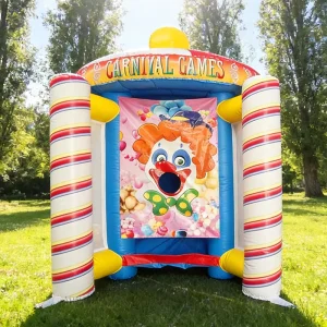 Outdoor Inflatable Carnival Games 4 in 1 Clown Theme Carnival Airblow Throwing Games for Rent