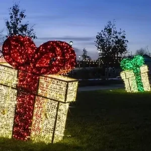 Outdoor Iron LED Christmas Tree Shape Decorations Graduation Ramadan Motif Lights Gift Box Holiday Lighting