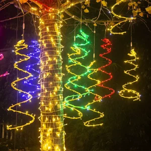 Outdoor LED RGB Festoon Colorful Meteor Hanging X’mas String Tree Hanging Light for Holiday Party Wedding Christmas Landscape