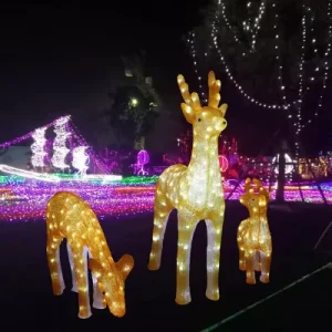 Outdoor Landscape Decorative Lights Elk Shape LED Christmas Large Motif Light PVC Material