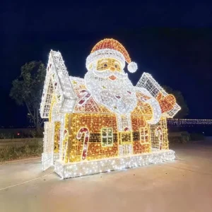 Outdoor Large LED Gingerbread House Motif Light IP65 Rated Custom Color Commercial Christmas Decoration for Mall Square Events