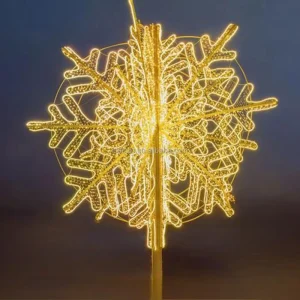 Outdoor Large Pole Mounted Snowflake LED Light Decoration As Winter Wonderland Event Prop