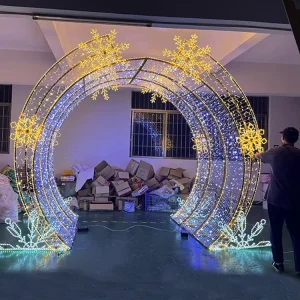 Outdoor Led Lighted Illuminated 3D Festival Malls Holiday Lighting Giant Gift Christmas Decoration Arch Motif Lights Ornaments