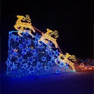 Outdoor Life Size 3D LED Prancing Reindeer Sculpture Christmas Installation for Commercial Winter Wonderland Lawn Park Display