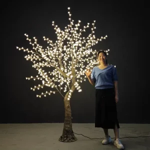 Outdoor Motif Garden Landscape Festive White Christmas Artificial 3m IP65 Luxury Resin Luminous LED Cherry Blossom