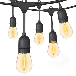 Outdoor PVC Wire LED Festoon String Lights 10m 20m Waterproof Warm White Garden Festival Decorations E26 E27 S14