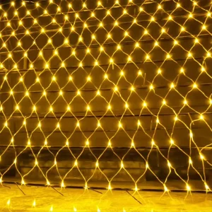 Outdoor Party Festival IP65 Rated PVC Led Fairy String Mesh Net Lights 8 Lighting Modes Warm White Christmas Wedding Decoration