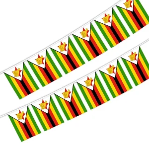 Outdoor Polyester Zimbabwe Zimbabwean String Banner Pennant Flag of Africa Country for National Festival Event Decoration