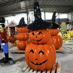 Outdoor Pumpkin Decor Halloween Ornament Creative Pumpkin Witch Home Party Decor Fiberglass Resin Halloween Sculpture