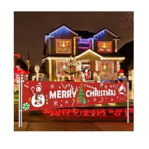 Outdoor Red Christmas Promotional Flags Banners for Decorations Christmas Festival Indoor & Outdoor Hanging Decoration