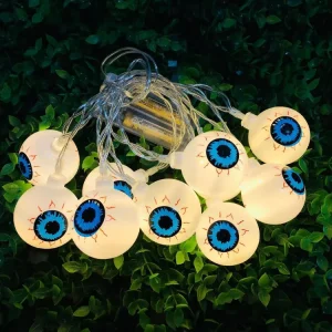 Outdoor Solar Light up Halloween Witch Battery Operated USB RGB LED Halloween Eyeball String Lights